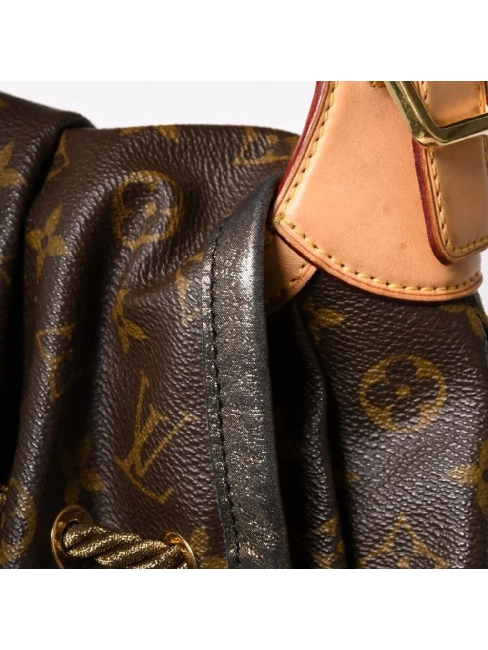 Louis Vuitton Monogram Kalahari PM Handbag Canvas Vachetta Leather Drawstring